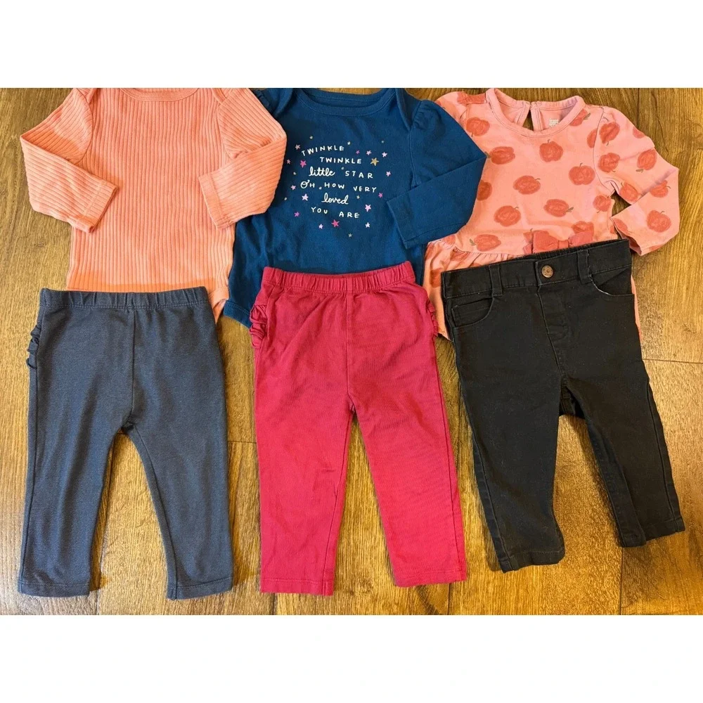 Baby Girl Outfits‎ 6/9 9 Months Long Sleeved Bodysuits Shirts Pants Clothes Lot